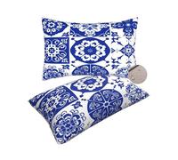 Funda Cojin Exterior Impermeable Juego de 2, Doble Cara Fundas de Cojines 40x70 cm Cojines Exterior Jardín, Cojin Impermeable Cojine Decorativos para Patio Balcones Camping (Blu marino/Cinese) -zt370