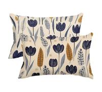 Funda Cojin Exterior Impermeable, Juego de 2 Funda Almohada 50x80, Rectangular Fundas Cojines Planta, Impermeable Lino Fundas Almohadas Idílico con Cremalleras para Decoracion Hogar, Regalo -2916