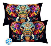 Funda Cojin Impermeable 40x70 cm Juego de 2, Fundas Cojines Flores Funda Almohada Exterior Decorativo Fundas de Cojin Elefante con Cremallera Oculta para Balcón Patio Jardín Sofá Sala de Estar -SC468
