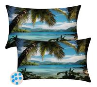 Funda Cojin Impermeable 50x80 cm Juego de 2, Fundas Cojines Isla Funda Almohada Exterior Decorativo Fundas de Cojin Árbol Coco con Cremallera Oculta para Balcón Patio Jardín Sofá Sala de Estar -SC560