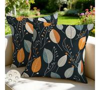 Funda Cojín Impermeable 65x65 cm, Juego de 2 Funda Cojines Exterior Verano Fundas de Almohada Rústico Cuadradas Decorativo Fundas de Cojines Hojas para Sofá Sala de Estar Jardin Terraza Balcón -GY343