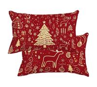 Funda Cojin Impermeable Lino Navidad, Funda Almohada 40x70 2 Piezas -4102