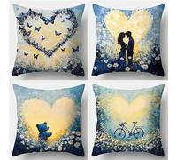 Funda Cojin Juego de 4 Corazón 30x30cm Fundas de cojín Decorativas Suaves para Sofá con Cremallera Invisible, Fundas Cojines Terciopelo para Decorar Salón, Dormitorio, Balcón, Dormitorio Sv14261