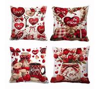 Funda Cojin Juego de 4 Corazón 45x45cm Fundas de cojín Decorativas Suaves para Sofá con Cremallera Invisible, Fundas Cojines Lino para Decorar Salón, Dormitorio, Patio, Balcón, Dormitorio Sv14217