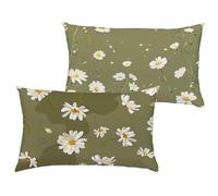 Funda Cojin Margarita Cojines Exterior Impermeable Terciopelo 40x70 cm Grande Cojin Rectangular 2 Piezas Verde salvia Fundas para Almohadas Sofa Impresión de Doble Interior/Exterior Decor 1B-653