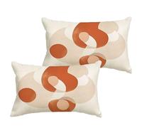 Funda Cojin Naranja Cojines Exterior Impermeable Lino 40x70 cm Grande Cojin Rectangular 2 Piezas Beige Fundas para Almohadas Sofa Impresión de Doble Interior/Exterior Sofá Decor Regalos 1B-735