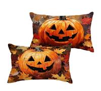 Funda Cojin Otoño Cojines Exterior Impermeable Lino 60x90 cm Grande Cojin Rectangular 2 Piezas Víspera de Todos los Santos Fundas para Almohadas Sofa Impresión de Doble Interior/Exterior Decor 1B-155