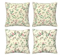 Funda Cojin Primavera 65x65 cm Funda de Almohada Terciopelo Suave Cojines Plantas Florales Decorativos para Sofá, 4 Piezas Fundas de Cojines con Cremallera Oculta Decoración del Hogar para Sofá -LI501