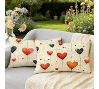 Funda Cojin Rectangular 40x80 Juego 2 Simple Cojines Exterior Jardin Impermeable Terciopelo Fundas de Almohada, Amar Fundas Cojines para Verano Decoración Sofá Terraza Jardín Salón, Regalos W-1