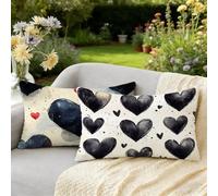 Funda Cojin Rectangular 50x70 Juego 2 Gris Cojines Exterior Jardin Impermeable Lino Fundas de Almohada, Amar Fundas Cojines para Verano Decoración Sofá Terraza Jardín Salón, Regalos para Mujeres W-1