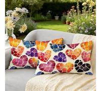Funda Cojin Rectangular 50x70 Juego 2 Naranja Cojines Exterior Jardin Impermeable Lino Fundas de Almohada, Amar Fundas Cojines para Verano Decoración Sofá Terraza Jardín Salón, Regalos Mujeres W-1