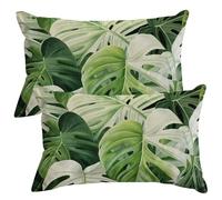 Funda Cojin Terciopelo 20x30 cm Juego de 2 Funda Almohada Suave Fundas Cojines Hojas Tropicales para Sofá, Fundas de Cojin Verano con Cremallera Oculta Decorativas para Sala de Estar Dormitorio -SC71