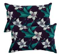 Funda Cojin Terciopelo 40x70 cm Juego de 2 Funda Almohada Suave Fundas Cojines Flores Plantas para Sofá, Fundas de Cojin Verano Primavera con Cremallera Oculta para Sala de Estar Dormitorio -SC25