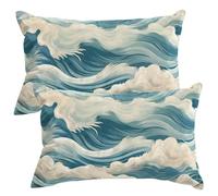 Funda Cojin Terciopelo 50x80 cm Juego de 2 Funda Almohada Suave Fundas Cojines Ola para Sofá Y Cama, Fundas de Cojin Abstracto con Cremallera Oculta Decorativas para Sala de Estar Dormitorio -SC375