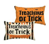 Funda Cojin Víspera de Todos los Santos Cojines Exterior Impermeable Lino 60x80 cm Grande Cojin Rectangular 2 Piezas Amarillo Fundas para Almohadas Impresión de Doble Interior/Exterior Decor 1B-203