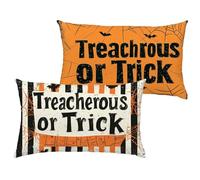 Funda Cojin Víspera de Todos los Santos Cojines Exterior Impermeable Terciopelo 50x70 cm Grande Cojin Rectangular 2 Piezas Amarillo Fundas para Almohadas Impresión de Doble Exterior Decor 1B-203