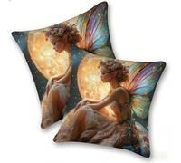 Funda Cojines 2 Piezas 35x35cm Juego Fundas Cojín Suave Lino Cremallera Oculta, Almohada Decorativa Exterior Moderna para Sofá, Cama, Sala Estar, Dormitorio, Hogar, Oficina, Elf Girl, E-428