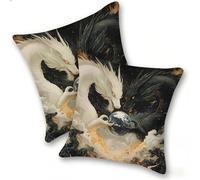 Funda Cojines 2 Piezas 35x35cm Juego Fundas Cojín Suave Lino Cremallera Oculta, Almohada Decorativa Exterior Moderna Sofá, Cama, Sala Estar, Dormitorio, Hogar, Oficina, DragóN De La Tierra, E-160