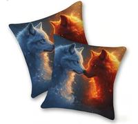 Funda Cojines 2 Piezas 35x35cm Juego Fundas Cojín Suave Terciopelo Cremallera Oculta, Almohada Decorativa Exterior Moderna para Sofá, Cama, Sala Estar, Dormitorio, Hogar, Oficina, Gris Lobo, E-489