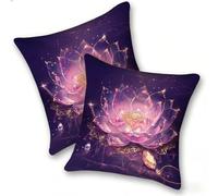 Funda Cojines 2 Piezas 35x35cm Juego Fundas Cojín Suave Terciopelo Cremallera Oculta, Almohada Decorativa Exterior Moderna para Sofá, Cama, Sala Estar, Dormitorio, Hogar, Oficina, Loto Rosa, E-204