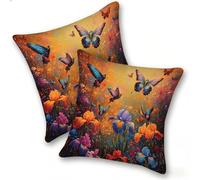 Funda Cojines 2 Piezas 35x35cm Juego Fundas Cojín Suave Terciopelo Cremallera Oculta, Almohada Decorativa Exterior Moderna Sofá, Cama, Sala Estar, Dormitorio, Hogar, Oficina, Color Mariposa, E-305