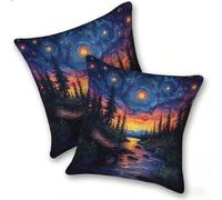 Funda Cojines 2 Piezas 40x40cm Juego Fundas Cojín Suave Lino Cremallera Oculta, Almohada Decorativa Exterior Moderna para Sofá, Cama, Sala Estar, Dormitorio, Hogar, Oficina, Star Wharf, E-901