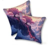 Funda Cojines 2 Piezas 40x40cm Juego Fundas Cojín Suave Lino Cremallera Oculta, Almohada Decorativa Exterior Moderna Sofá, Cama, Sala Estar, Dormitorio, Hogar, Oficina, áRbol Abstracto Rosa, E-190