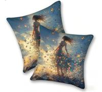 Funda Cojines 2 Piezas 40x40cm Juego Fundas Cojín Suave Lino Cremallera Oculta, Almohada Decorativa Exterior Moderna para Sofá, Cama, Sala Estar, Dormitorio, Hogar, Oficina, Belleza Mariposa, E-314