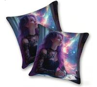 Funda Cojines 2 Piezas 40x40cm Juego Fundas Cojín Suave Lino Cremallera Oculta, Almohada Decorativa Exterior Moderna para Sofá, Cama, Sala Estar, Dormitorio, Hogar, Oficina, NiñA Morada, E-1005