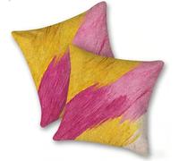 Funda Cojines 2 Piezas 40x40cm Juego Fundas Cojín Suave Terciopelo Cremallera Oculta, Almohada Decorativa Exterior Moderna Sofá, Cama, Sala Estar, Dormitorio, Hogar, Oficina, Rosa Y Amarillo, E-200