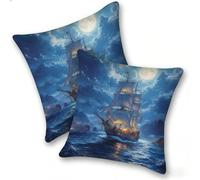 Funda Cojines 2 Piezas 40x40cm Juego Fundas Cojín Suave Terciopelo Cremallera Oculta, Almohada Decorativa Exterior Moderna para Sofá, Cama, Sala Estar, Dormitorio, Hogar, Oficina, Luna De Vela, E-186