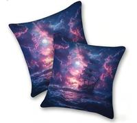 Funda Cojines 2 Piezas 40x40cm Juego Fundas Cojín Suave Terciopelo Cremallera Oculta, Almohada Decorativa Exterior Moderna Sofá, Cama, Sala Estar, Dormitorio, Hogar, Oficina, Velero De Mar, E-241