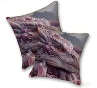 Funda Cojines 2 Piezas 40x40cm Juego Fundas Cojín Suave Terciopelo Cremallera Oculta, Almohada Decorativa Exterior Moderna Sofá, Cama, Sala Estar, Dormitorio, Hogar, Oficina, DragóN PúRpura, E-1004
