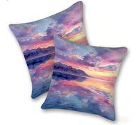 Funda Cojines 2 Piezas 40x40cm Juego Fundas Cojín Suave Terciopelo Cremallera Oculta, Almohada Decorativa Exterior Moderna para Sofá, Cama, Sala Estar, Dormitorio, Hogar, Oficina, Lago Iceberg, E-55