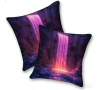 Funda Cojines 2 Piezas 40x40cm Juego Fundas Cojín Suave Terciopelo Cremallera Oculta, Almohada Decorativa Exterior Moderna Sofá, Cama, Sala Estar, Dormitorio, Hogar, Oficina, Cascada PúRpura, E-1006