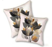 Funda Cojines 2 Piezas 40x40cm Juego Fundas Cojín Suave Terciopelo Cremallera Oculta, Almohada Decorativa Exterior Moderna Sofá, Cama, Sala Estar, Dormitorio, Hogar, Oficina, Flores Vegetales, E-1003