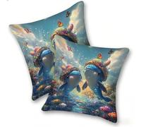 Funda Cojines 2 Piezas 40x40cm Juego Fundas Cojín Suave Terciopelo Cremallera Oculta, Almohada Decorativa Exterior Sofá, Cama, Sala Estar, Dormitorio, Hogar, Oficina, Los Delfines Son Lindos, E-259