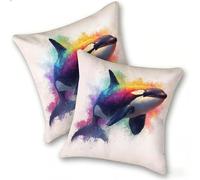 Funda Cojines 2 Piezas 40x40cm Juego Fundas Cojín Suave Terciopelo Cremallera Oculta, Almohada Decorativa Exterior Moderna para Sofá, Cama, Sala Estar, Dormitorio, Hogar, Oficina, Orca Color, E-325
