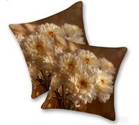 Funda Cojines 2 Piezas 45x45cm Juego Fundas Cojín Suave Lino Cremallera Oculta, Almohada Decorativa Exterior Moderna para Sofá, Cama, Sala Estar, Dormitorio, Hogar, Oficina, Crisantemo Blanco, E-32