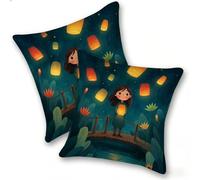 Funda Cojines 2 Piezas 45x45cm Juego Fundas Cojín Suave Lino Cremallera Oculta, Almohada Decorativa Exterior Moderna para Sofá, Cama, Sala Estar, Dormitorio, Hogar, Oficina, Lantern Wharf, E-162