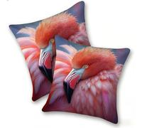 Funda Cojines 2 Piezas 45x45cm Juego Fundas Cojín Suave Lino Cremallera Oculta, Almohada Decorativa Exterior Moderna para Sofá, Cama, Sala Estar, Dormitorio, Hogar, Oficina, Flamenco Rojo, E-289