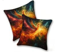 Funda Cojines 2 Piezas 45x45cm Juego Fundas Cojín Suave Lino Cremallera Oculta, Almohada Decorativa Exterior Moderna para Sofá, Cama, Sala Estar, Dormitorio, Hogar, Oficina, Phoenix Star, E-216