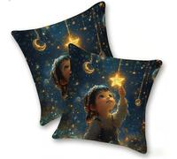 Funda Cojines 2 Piezas 45x45cm Juego Fundas Cojín Suave Terciopelo Cremallera Oculta, Almohada Decorativa Exterior Moderna para Sofá, Cama, Sala Estar, Dormitorio, Hogar, Oficina, Star Girl, E-925