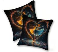 Funda Cojines 2 Piezas 45x45cm Juego Fundas Cojín Suave Terciopelo Cremallera Oculta, Almohada Decorativa Exterior Moderna para Sofá, Cama, Sala Estar, Dormitorio, Hogar, Oficina, Ballet Love, E-15