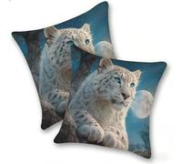 Funda Cojines 2 Piezas 45x45cm Juego Fundas Cojín Suave Terciopelo Cremallera Oculta, Almohada Decorativa Exterior Moderna Sofá, Cama, Sala Estar, Dormitorio, Hogar, Oficina, Leopardo Blanco, E-20