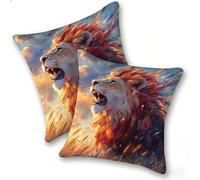 Funda Cojines 2 Piezas 45x45cm Juego Fundas Cojín Suave Terciopelo Cremallera Oculta, Almohada Decorativa Exterior Moderna para Sofá, Cama, Sala Estar, Dormitorio, Hogar, Oficina, LeóN MarróN, E-1011