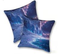 Funda Cojines 2 Piezas 45x45cm Juego Fundas Cojín Suave Terciopelo Cremallera Oculta, Almohada Decorativa Exterior Moderna Sofá, Cama, Sala Estar, Dormitorio, Hogar, Oficina, Luna De Iceberg, E-58