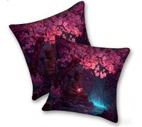 Funda Cojines 2 Piezas 45x45cm Juego Fundas Cojín Suave Terciopelo Cremallera Oculta, Almohada Decorativa Exterior Sofá, Cama, Sala Estar, Dormitorio, Hogar, Oficina, Estatua De Piedra Roja, E-295