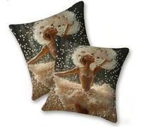 Funda Cojines 2 Piezas 50x50cm Juego Fundas Cojín Suave Lino Cremallera Oculta, Almohada Decorativa Exterior Moderna para Sofá, Cama, Sala Estar, Dormitorio, Hogar, Oficina, Dandelion Girl, E-703