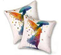 Funda Cojines 2 Piezas 50x50cm Juego Fundas Cojín Suave Lino Cremallera Oculta, Almohada Decorativa Exterior Sofá, Cama, Sala Estar, Dormitorio, Hogar, Oficina, Chica Mariposa Abstracta, E-123